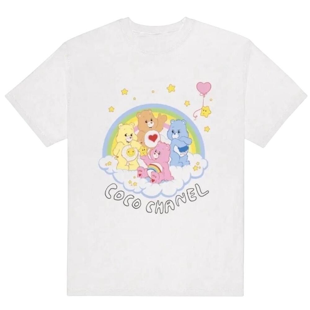 Mega Yacht Coco Chanel Care Bears Rainbow Cartoon Graphic Tee Shirt Top